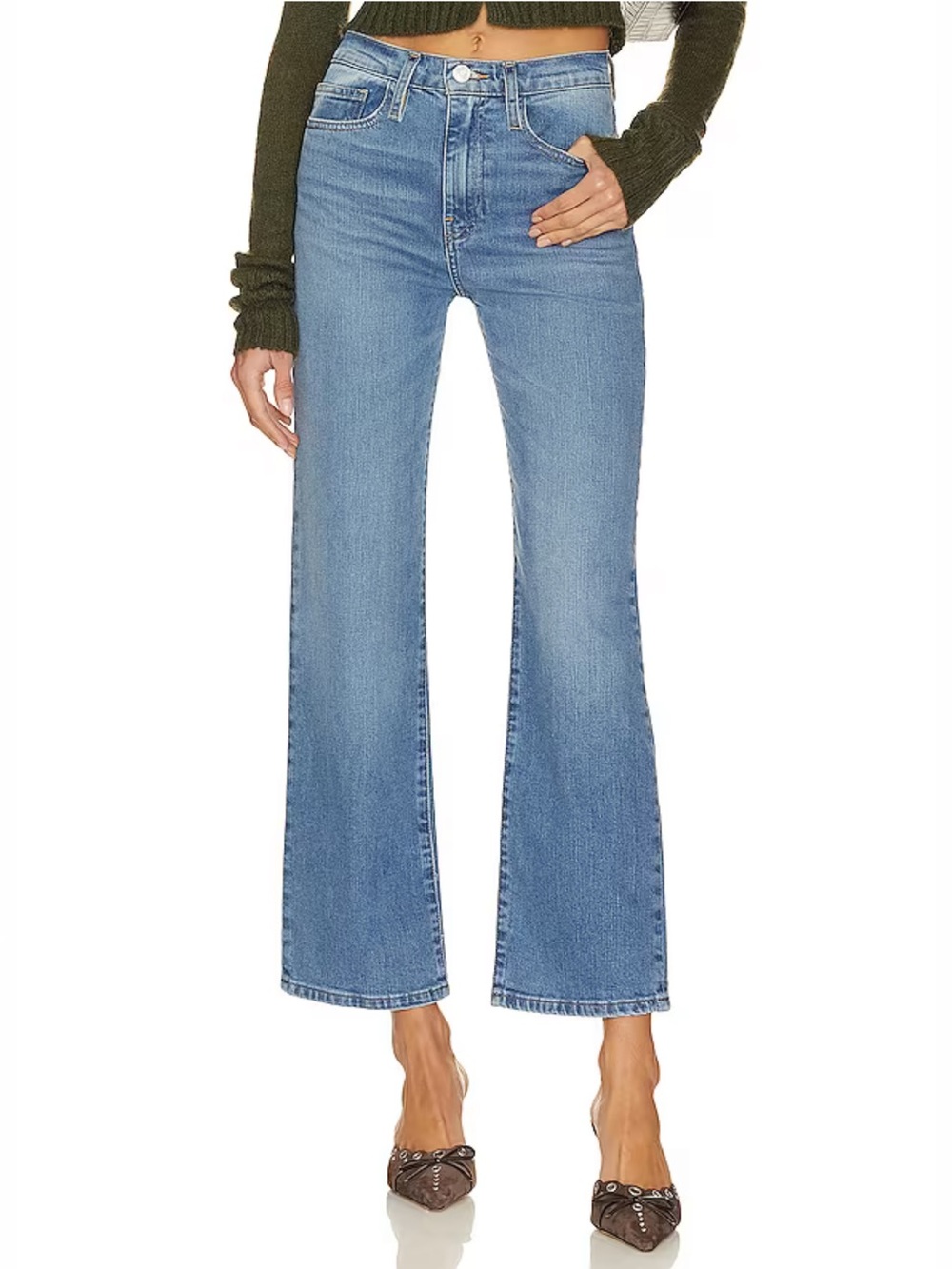 Frame Le Jane Wide Leg Ankle Jeans Plus Size 34 Blue High Rise Relaxed Fit Comfy